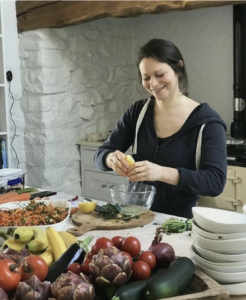 Healing Diets Student preparing living food in the kitchen