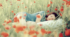 Sleeping in a field of wild flowers