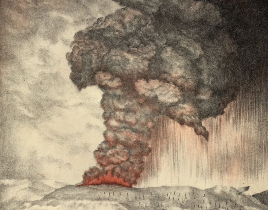 Illustration: The eruption of Krakatoa, and subsequent phenomena, 1888. Edited by George James Symonds (1838-1900). Published by the Royal Society (Great Britain). Krakatoa Committee. 71-1250, Houghton Library, Harvard University